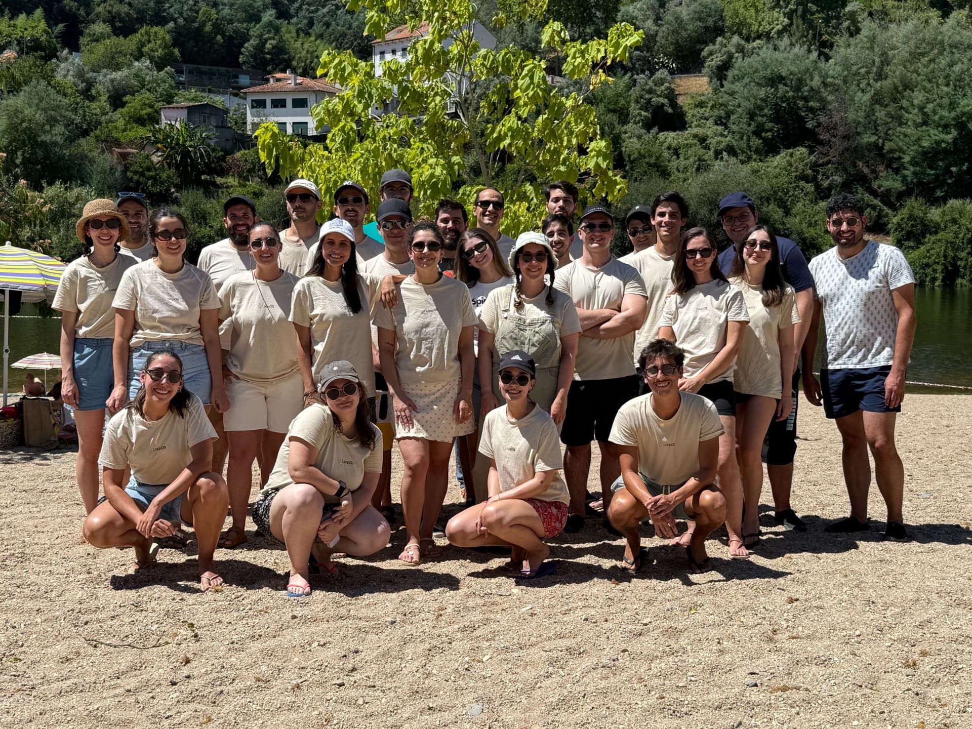 The LoopOS team on a river descent in nature.